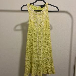 Yellow/green crochet mini dress